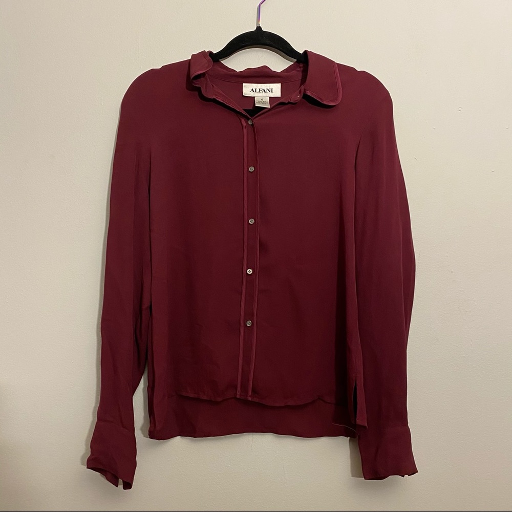Alfani Women’s Burgundy 100% Silk Dress Shirt